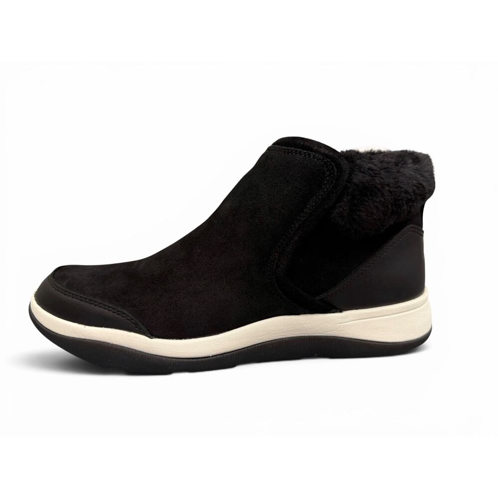 Vionic Norwood Black Suede Leather Faux Fur Zip Ankle Boots Women’s 8.5 - Picture 2 of 16
